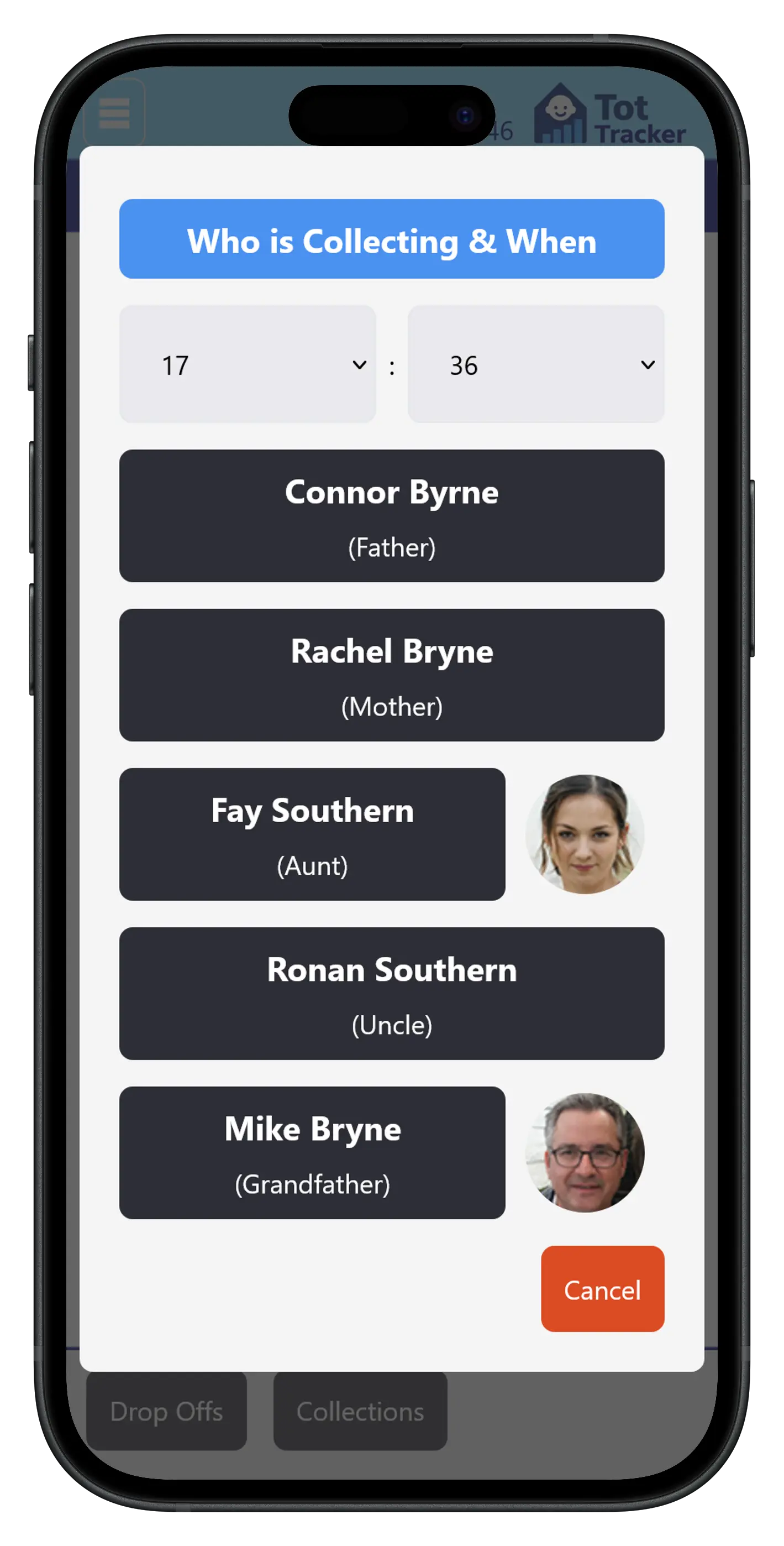 Collection screen with authorised collector photos and verification for NCS-compliant pick-up